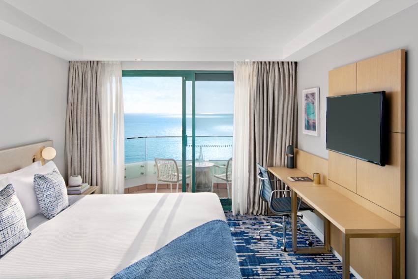 seaside hotel room with ocean view