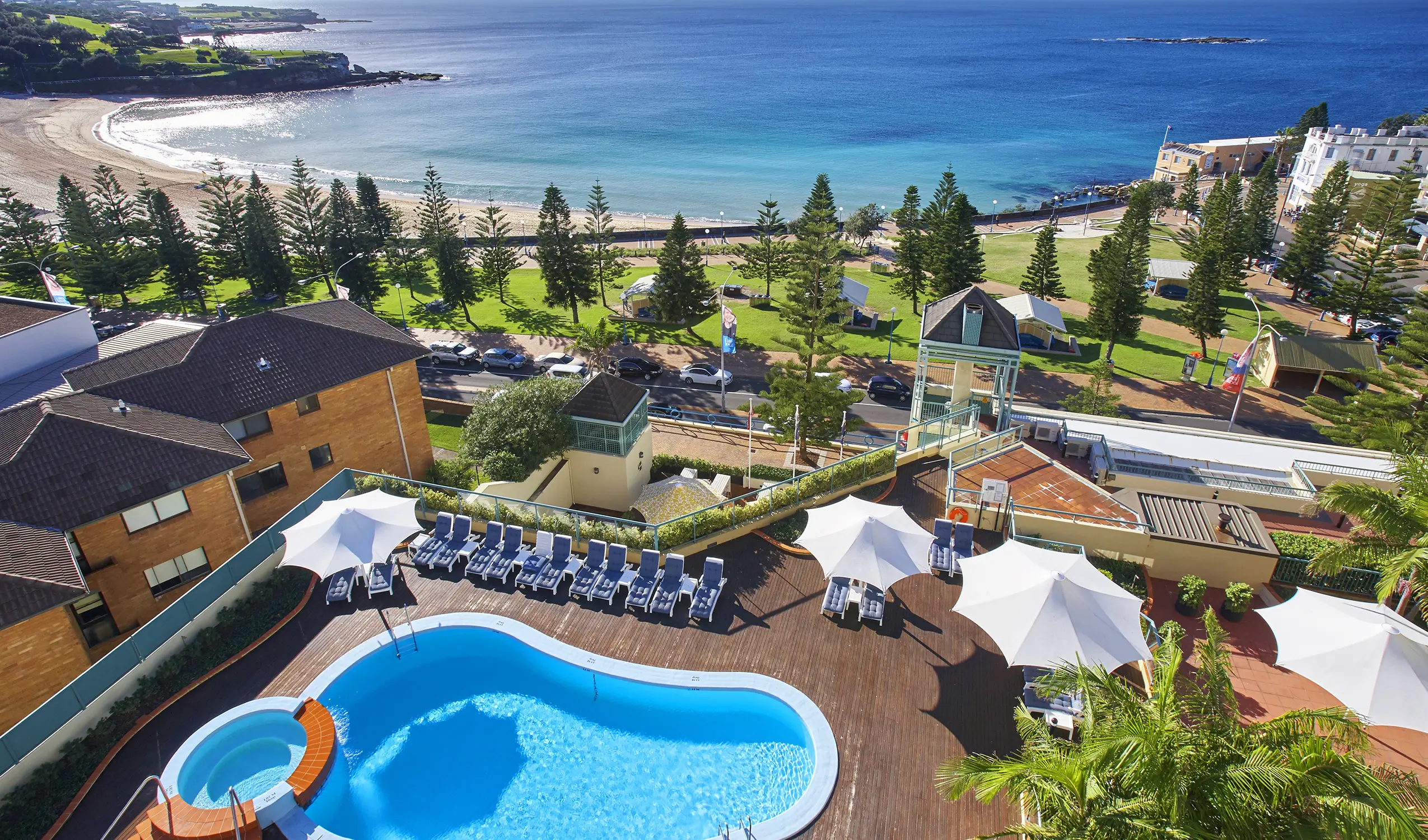 Birds-Eye-View-of-pool-deck-at-Crowne-Plaza-Sydney-Coogee-Beach