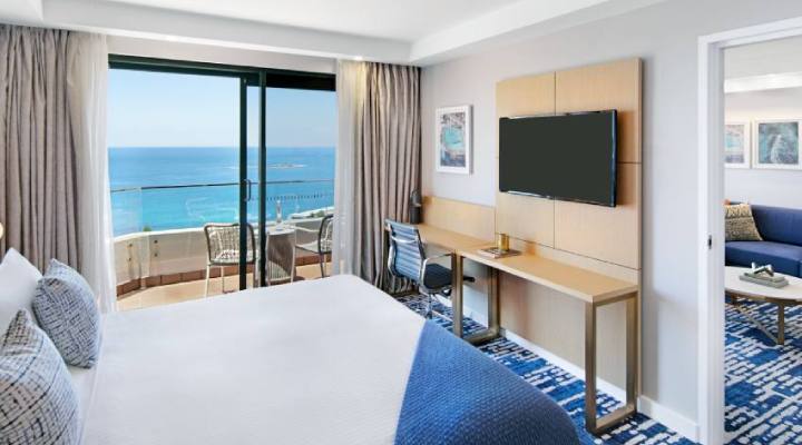 View from inside of Seaside Suite guestroom at Crowne Plaza Coogee